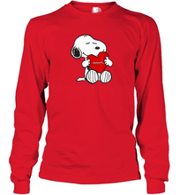 Load image into Gallery viewer, Valentine Snoopy Hugging Heart T-shirt Long Sleeve T-Shirt
