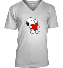 Load image into Gallery viewer, Valentine Snoopy Hugging Heart T-shirt V-Neck T-Shirt