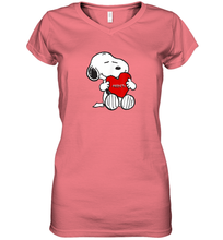 Load image into Gallery viewer, Valentine Snoopy Hugging Heart T-shirt Women's V-Neck T-Shirt