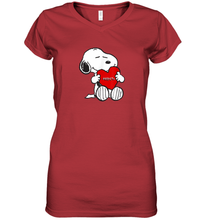Load image into Gallery viewer, Valentine Snoopy Hugging Heart T-shirt Women's V-Neck T-Shirt