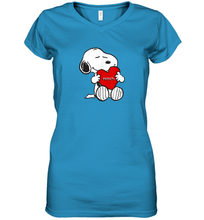 Load image into Gallery viewer, Valentine Snoopy Hugging Heart T-shirt Women's V-Neck T-Shirt